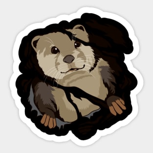 Sea Otter Torn Clothes Ripped Ragged Hammy Sticker